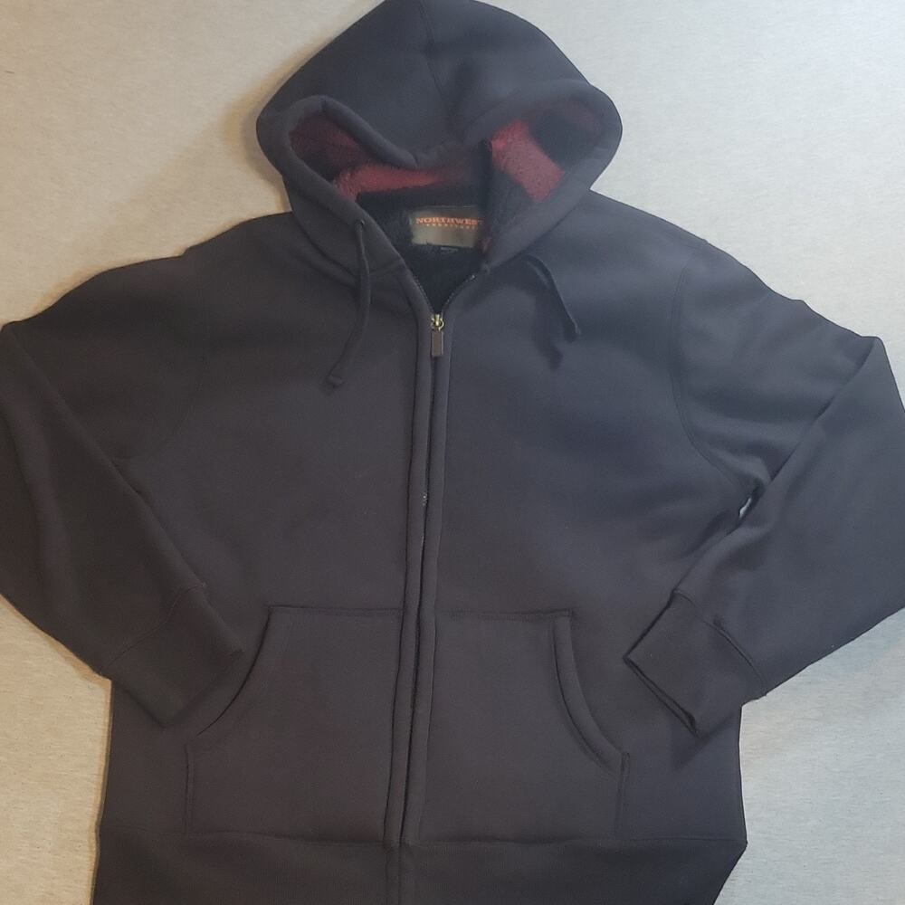 Northwest Territory Men's Black Full Zip Hooded Fleece Hoodie Pockets L